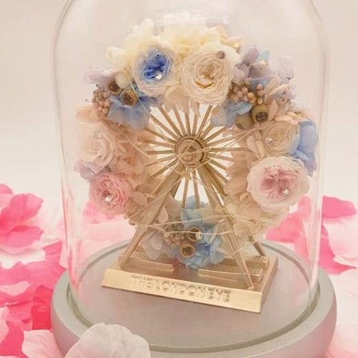 Eternal Roses Light Up top Ferris Wheel - Cute Gift - Flower Gift Ideas - For Her - Ferris Wheel - Purple Roses - Preserved Roses