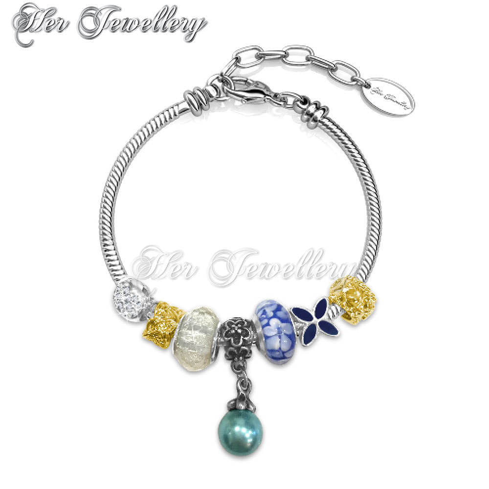 Swarovski Crystals Pearl Charm Bracelet - Her Jewellery