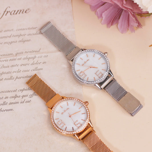 Stylish Crystal Shell Dial Watch
