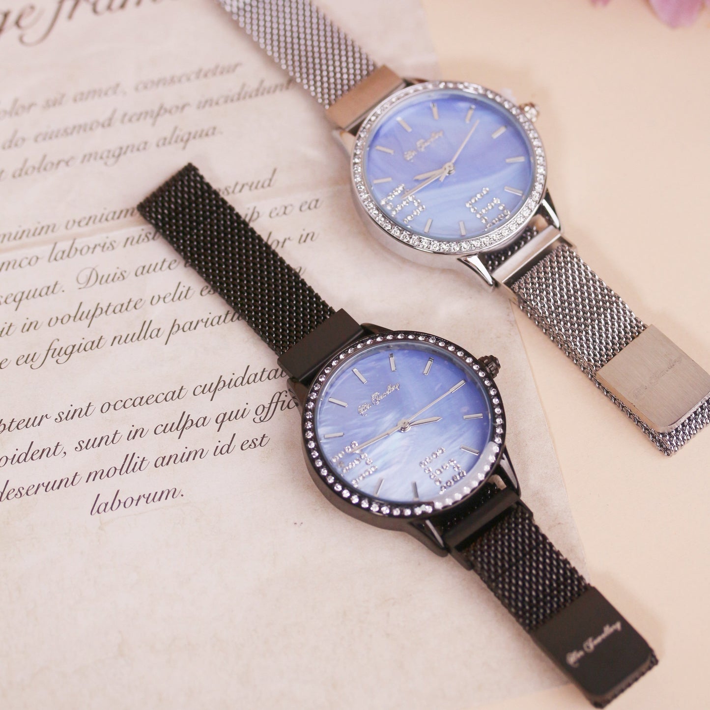 Stylish Crystal Shell Dial Watch