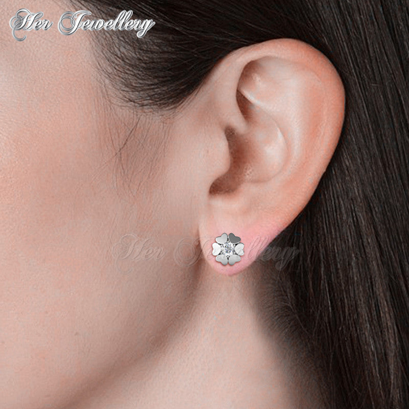 Swarovski Crystals Heart Petal Earrings - Her Jewellery