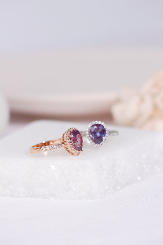 Teardrop Alexandrite Ring