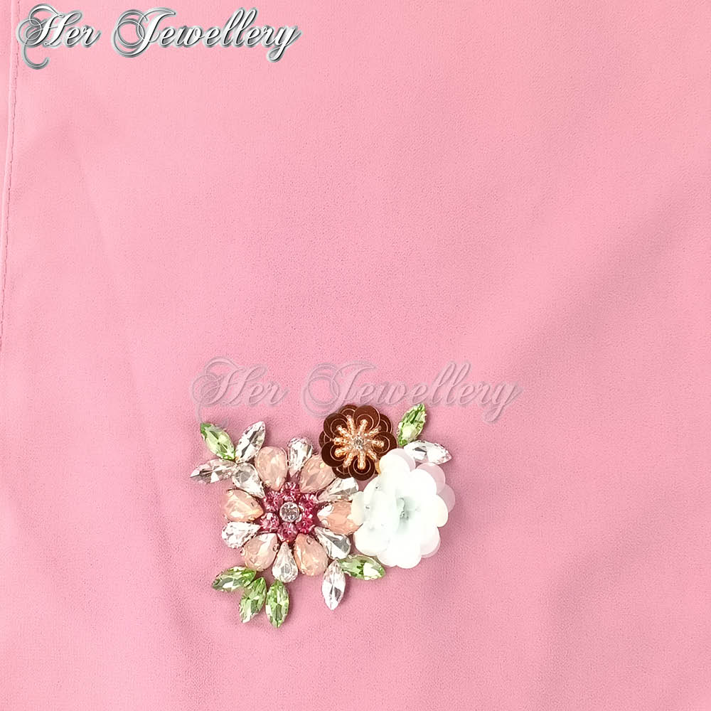 Swarovski Crystals Flowery Scarf (Skin Pink) - Her Jewellery