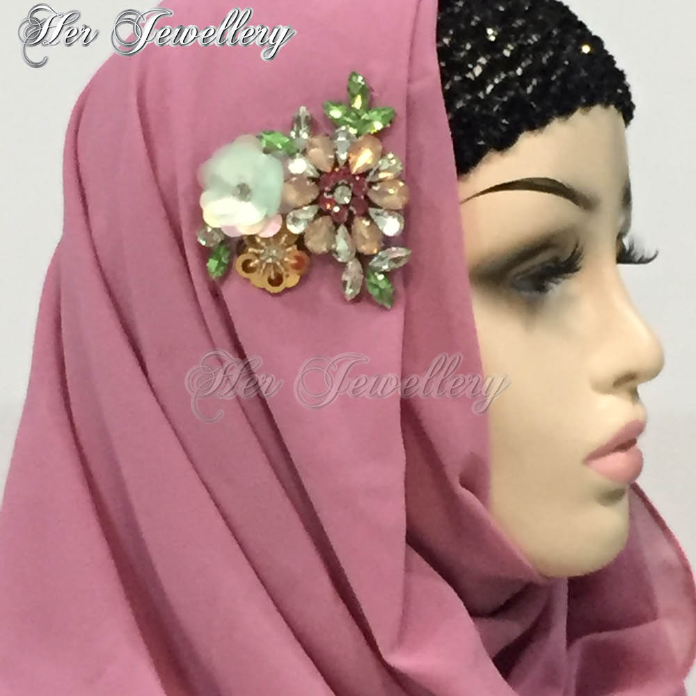 Swarovski Crystals Flowery Scarf (Skin Pink) - Her Jewellery