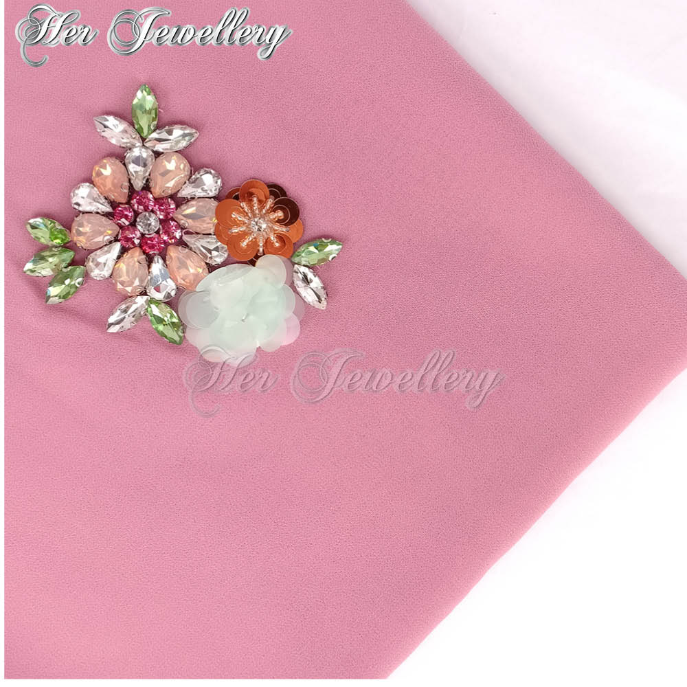Swarovski Crystals Flowery Scarf (Skin Pink) - Her Jewellery