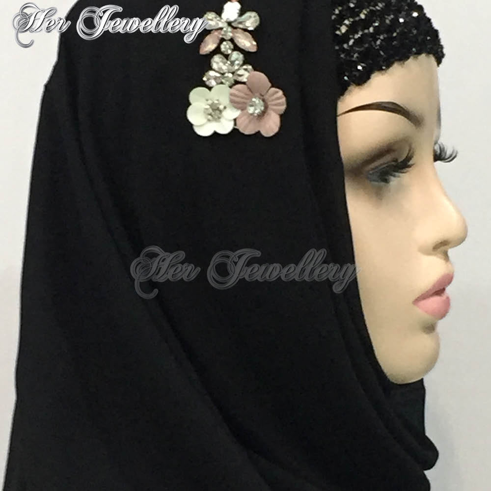 Swarovski Crystals Plum Blossome Scarf (Black) - Her Jewellery