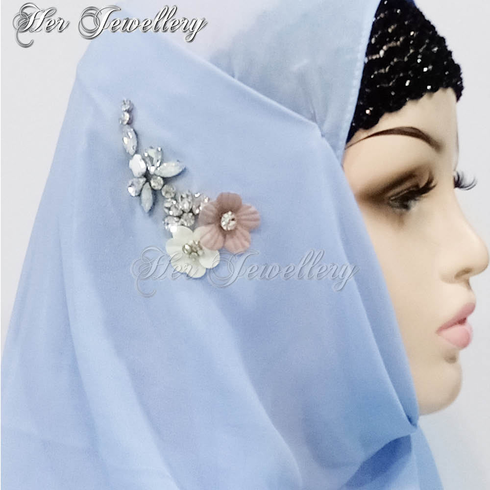 Swarovski Crystals Plum Blossome Scarf (Blue) - Her Jewellery