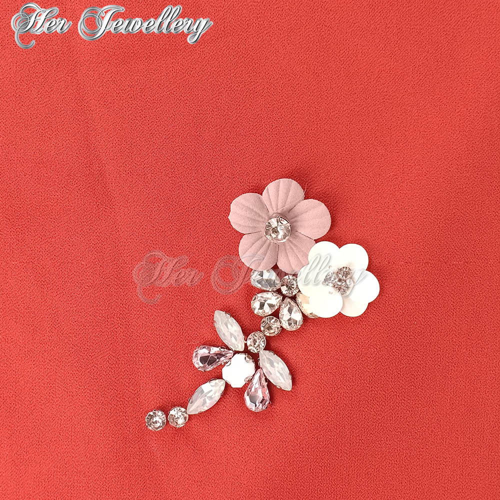 Swarovski Crystals Plum Blossome Scarf (Brick Red) - Her Jewellery