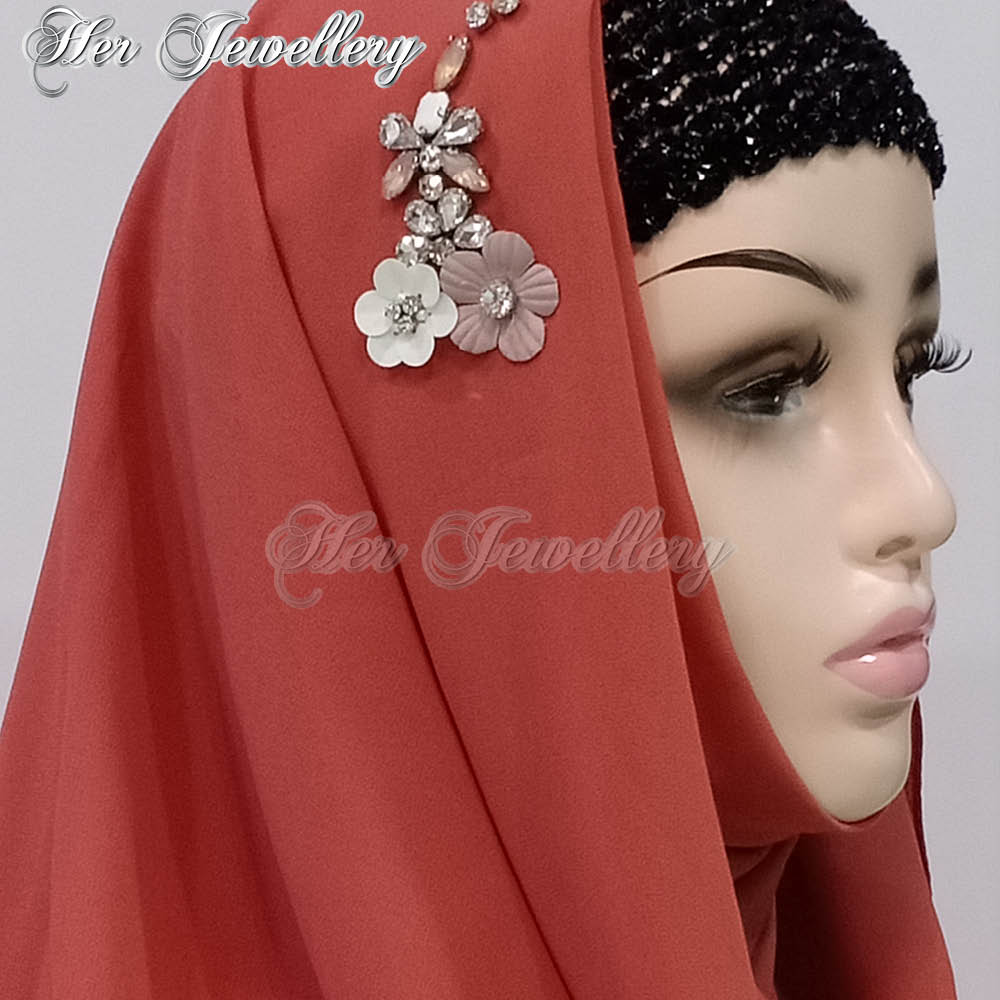 Swarovski Crystals Plum Blossome Scarf (Red) - Her Jewellery