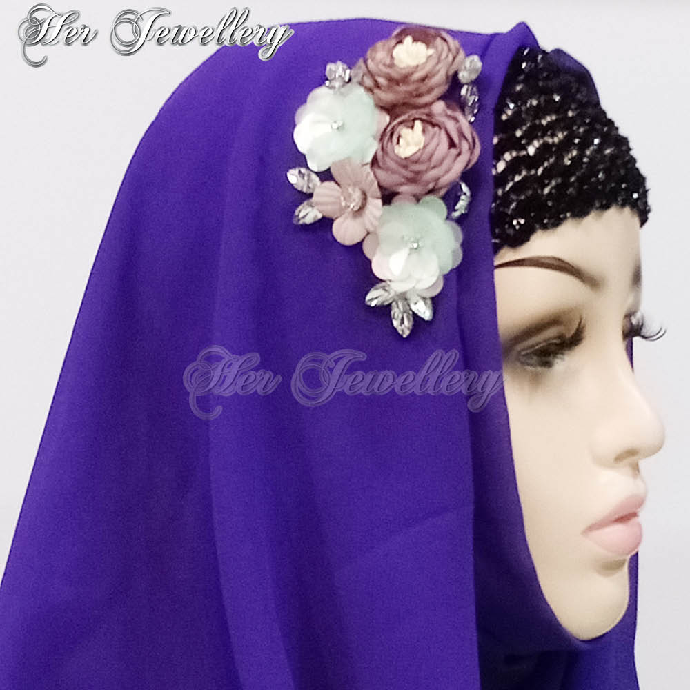 Swarovski Crystals Rosy Blossome Scarf (Purple) - Her Jewellery