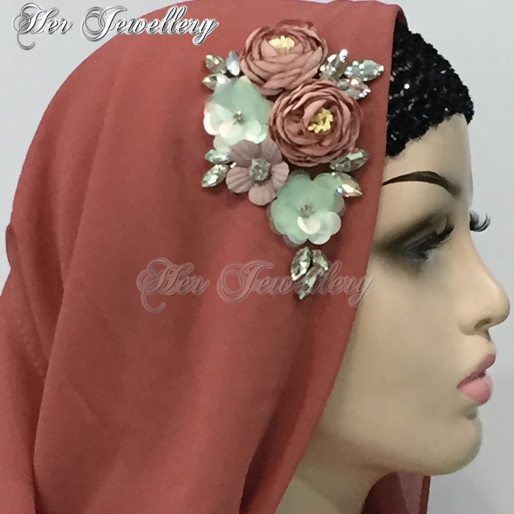 Swarovski Crystals Rosy Blossome Scarf (Red) - Her Jewellery