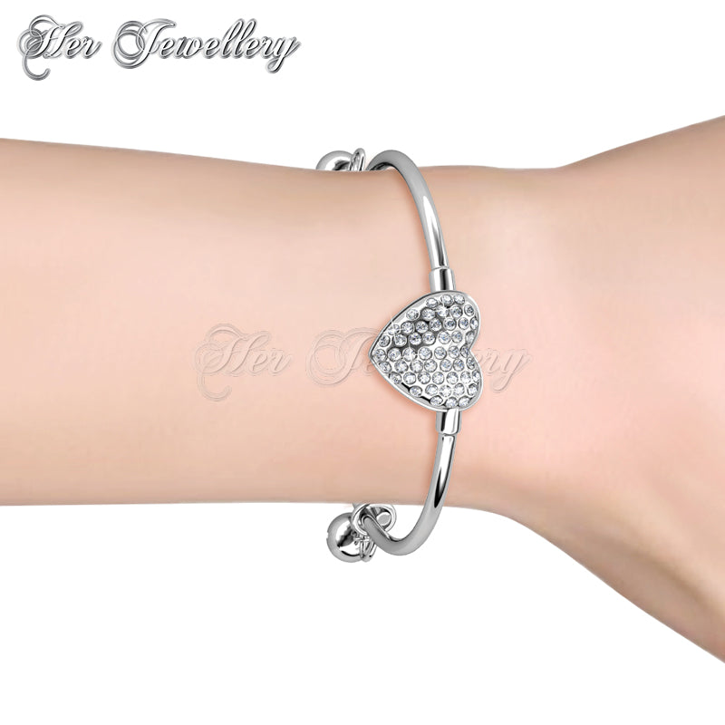 Swarovski Crystals Twinkle Heart Bangle - Her Jewellery