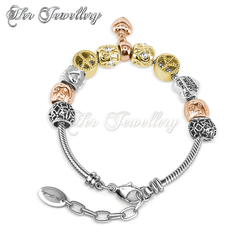 Swarovski Crystals Hubris Charm Bracelet (Rose Gold) - Her Jewellery