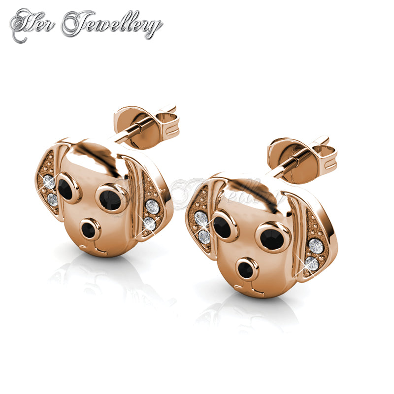 Swarovski Crystals Beagle Earrings (Rose Gold) - Her Jewellery