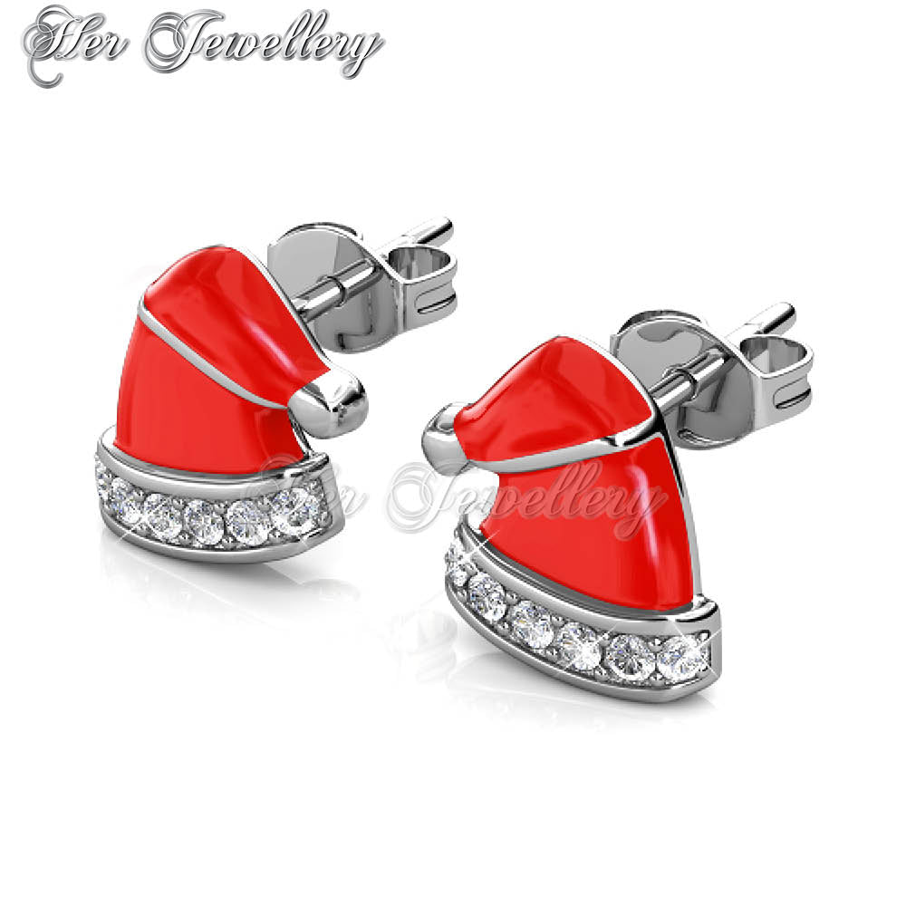 Swarovski Crystals Christmas Hat Earrings - Her Jewellery
