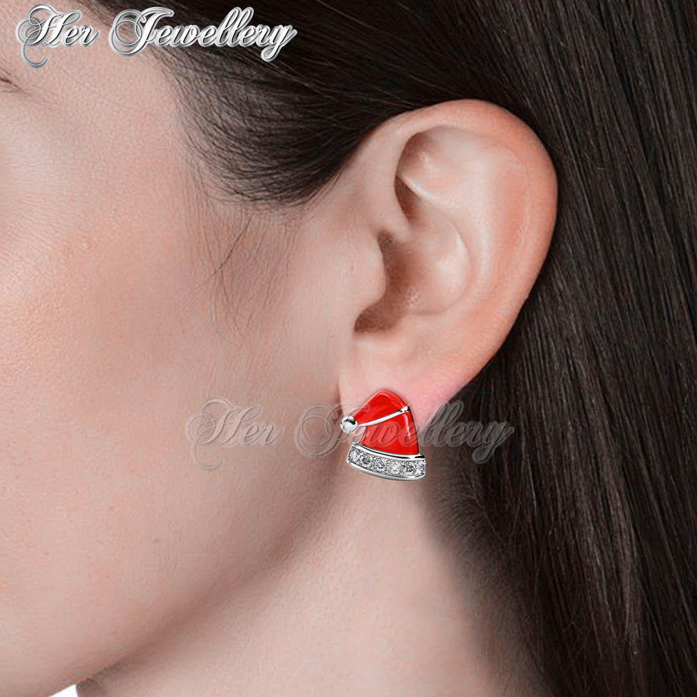 Swarovski Crystals Christmas Hat Earrings - Her Jewellery