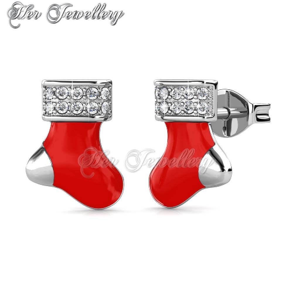 Swarovski Crystals Christmas Socks Earrings - Her Jewellery