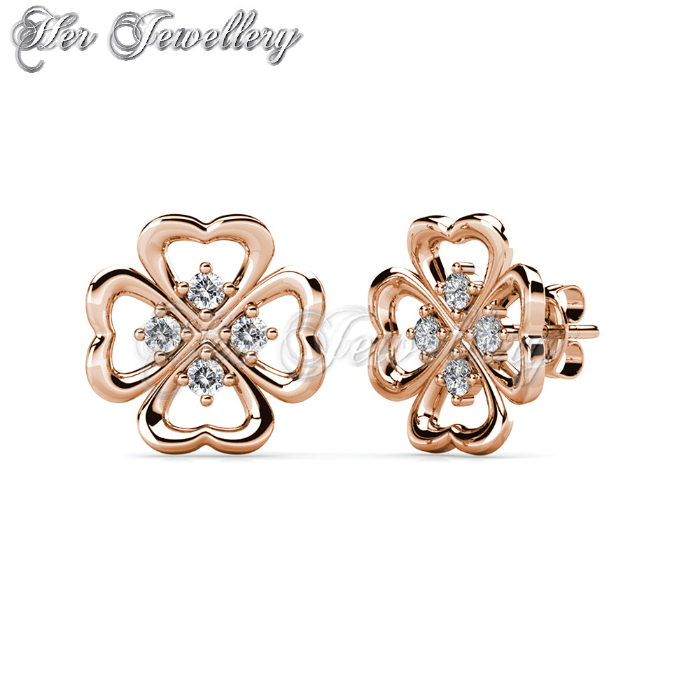 Swarovski Crystals Clover Heart Earrings - Her Jewellery