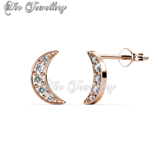 Swarovski Crystals Crescent Moon Earrings - Her Jewellery