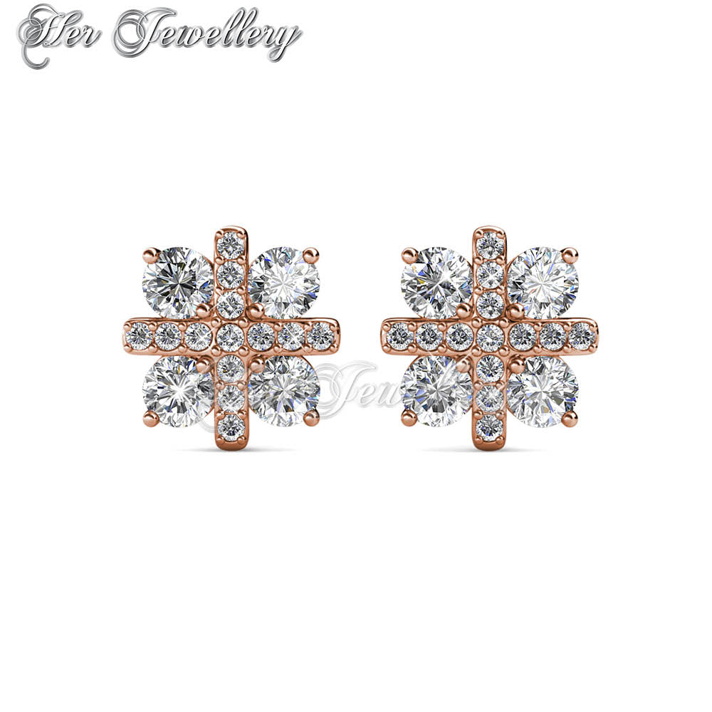 Swarovski Crystals Cross Petal Earrings (Rose Gold) - Her Jewellery