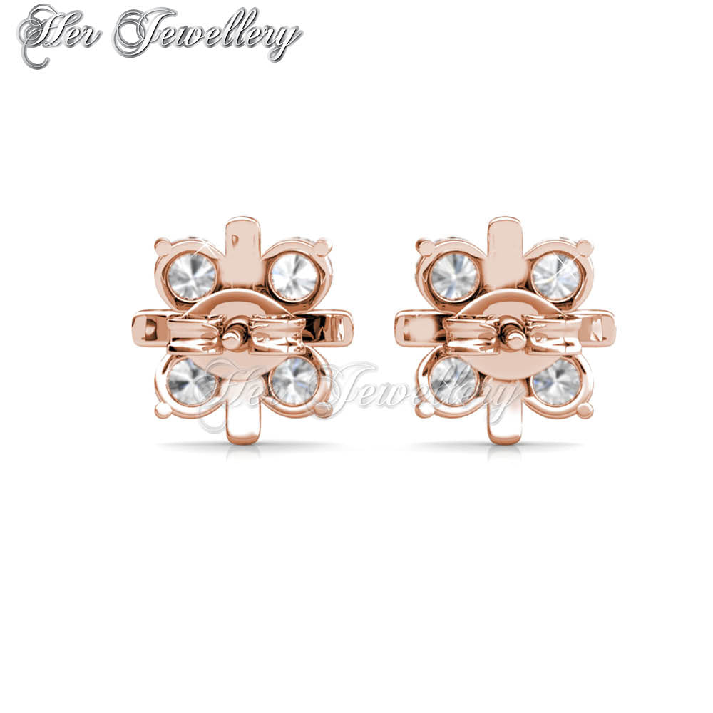 Swarovski Crystals Cross Petal Earrings (Rose Gold) - Her Jewellery