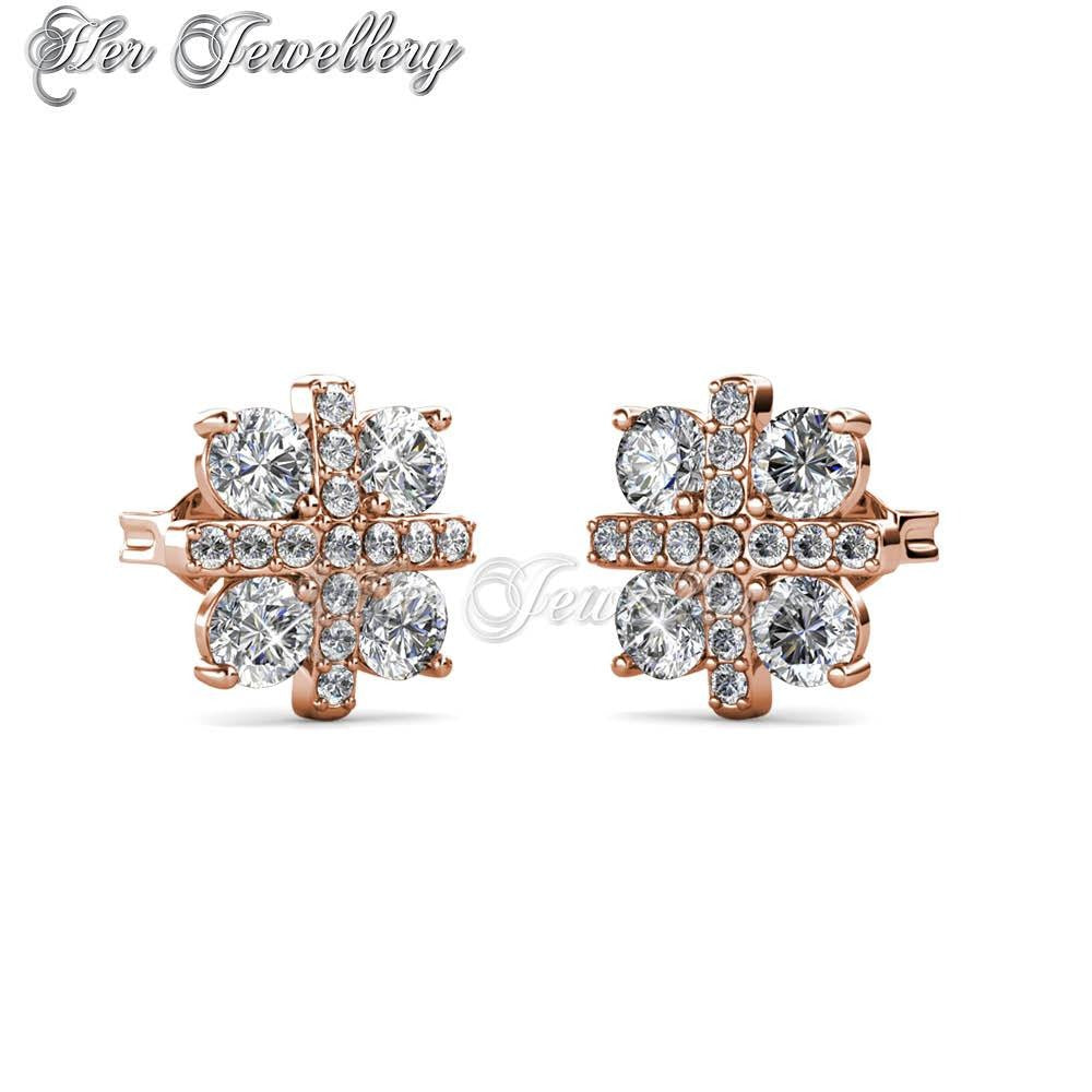 Swarovski Crystals Cross Petal Earrings (Rose Gold) - Her Jewellery