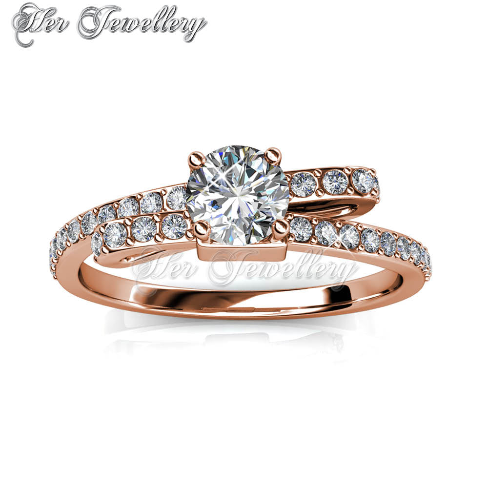 Swarovski Crystals Crystaline Bow Ring (Rose Gold) - Her Jewellery