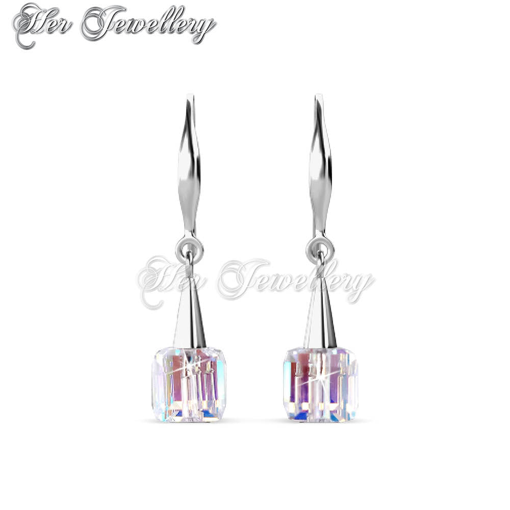 Swarovski Crystals Cube Hook Earrings - Her Jewellery