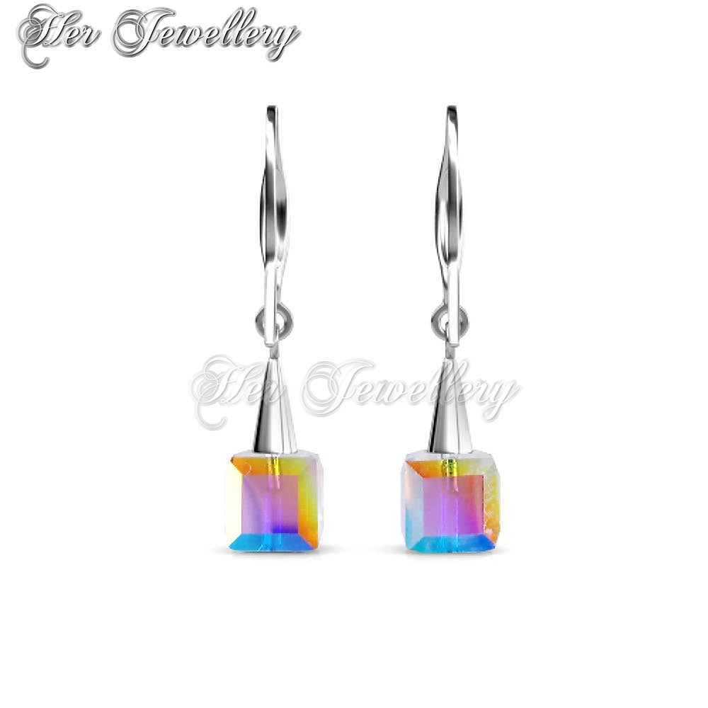 Swarovski Crystals Cube Hook Earrings - Her Jewellery