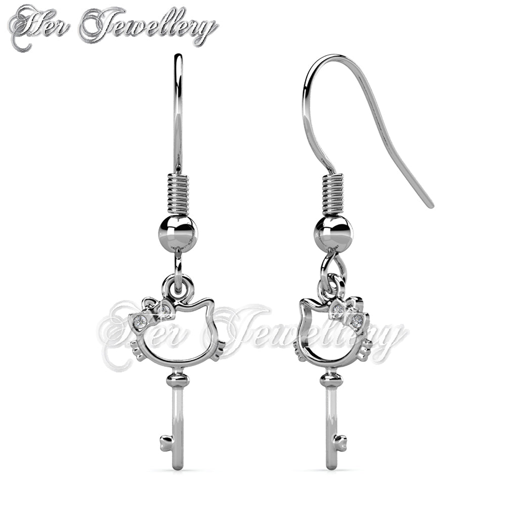 Swarovski Crystals Kitten Key Hook Earrings - Her Jewellery