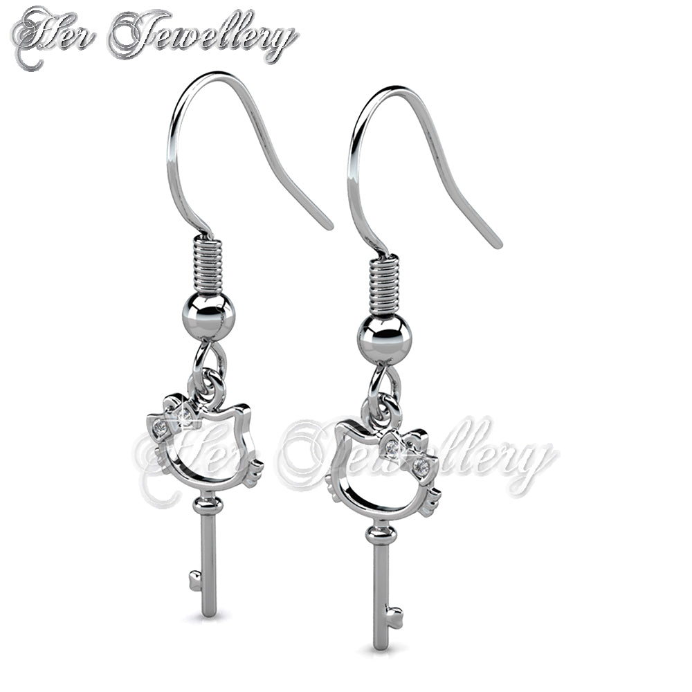 Swarovski Crystals Kitten Key Hook Earrings - Her Jewellery