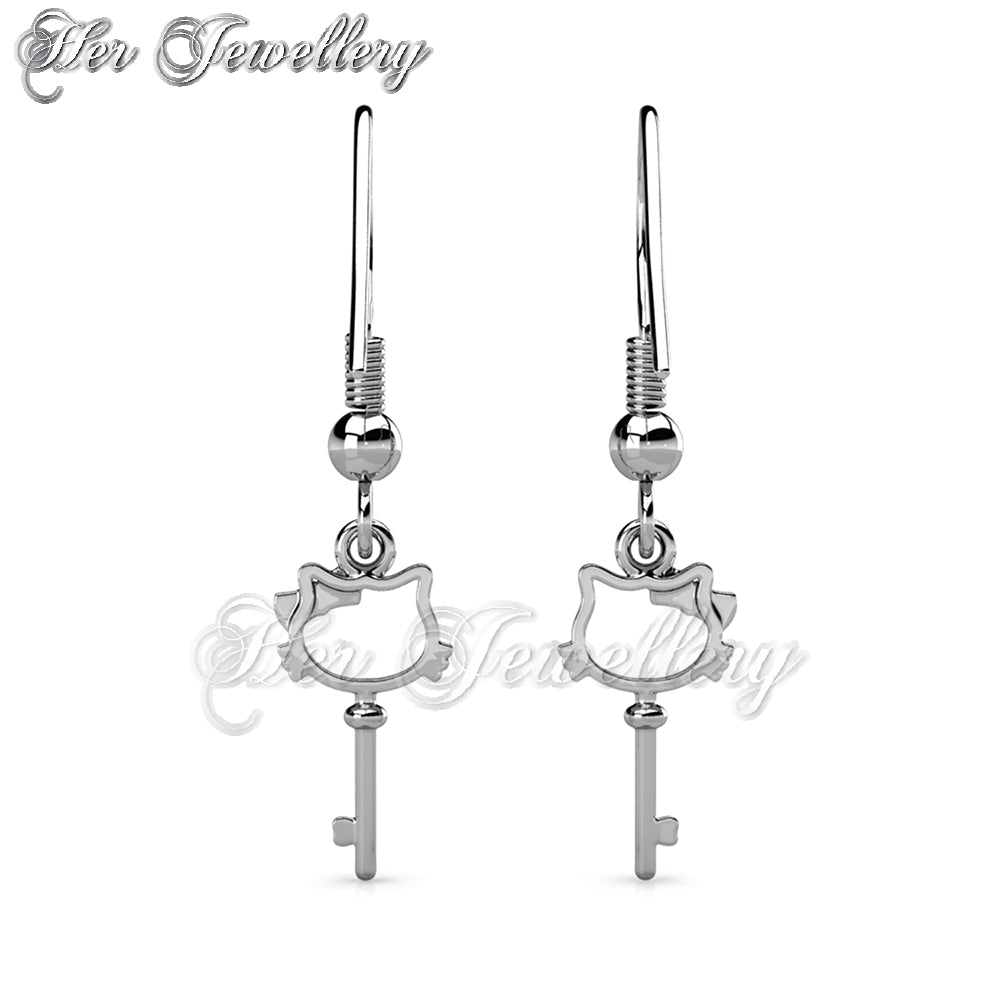 Swarovski Crystals Kitten Key Hook Earrings - Her Jewellery