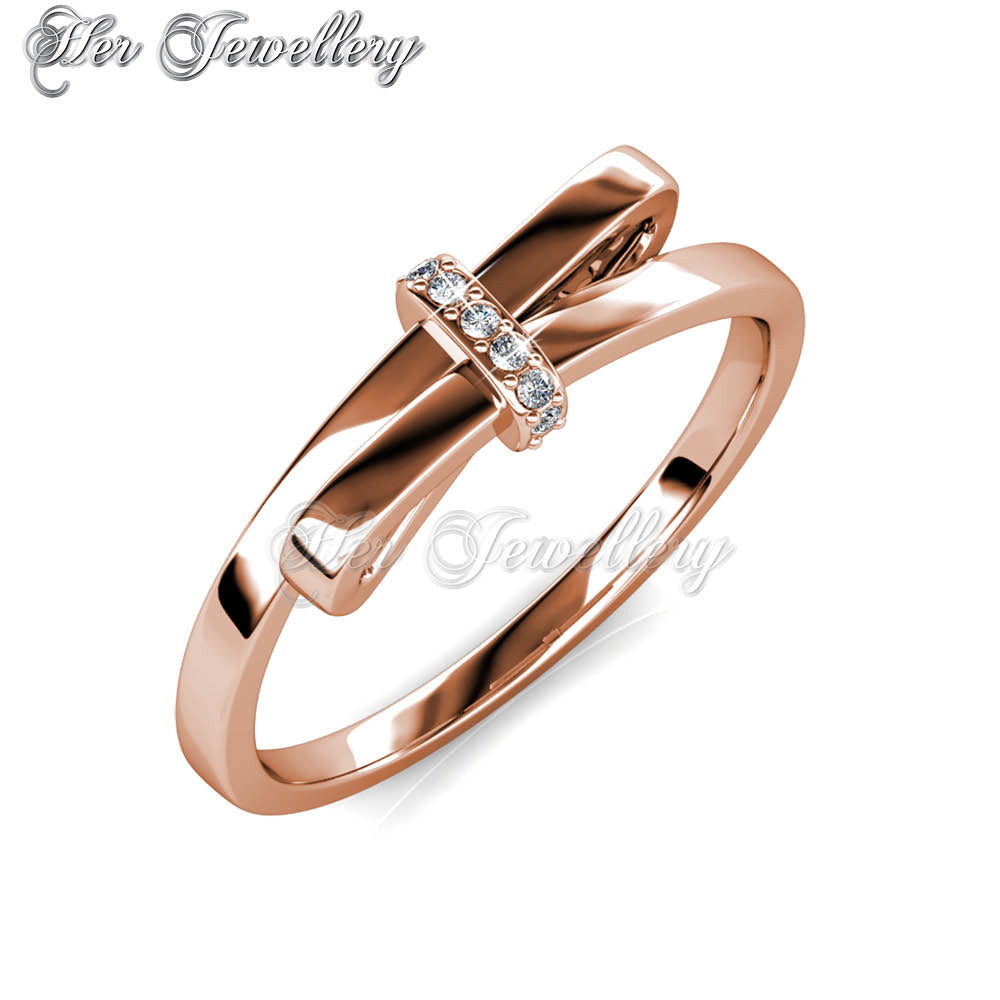 Swarovski Crystals Luminous Bow Ring (Rose Gold) - Her Jewellery