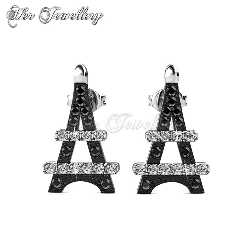 Swarovski Crystals Paris Cross Earrings†(Black) - Her Jewellery