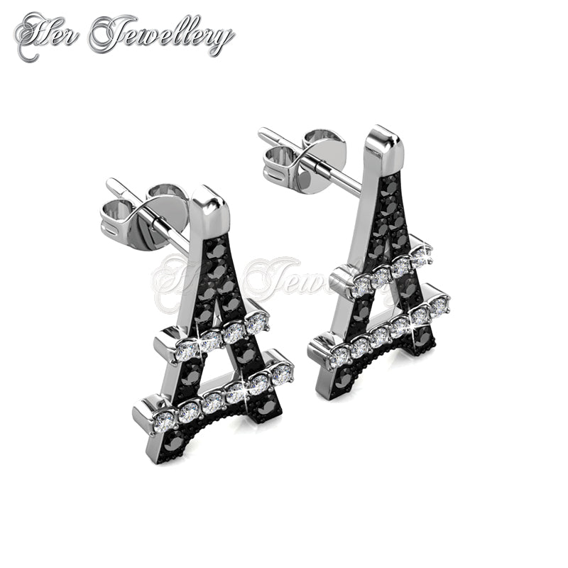 Swarovski Crystals Paris Cross Earrings†(Black) - Her Jewellery