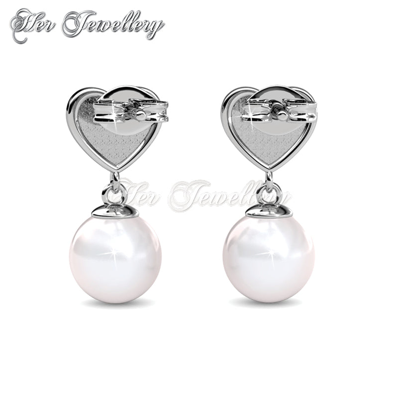 Swarovski Crystals Pearl Heart Earrings - Her Jewellery