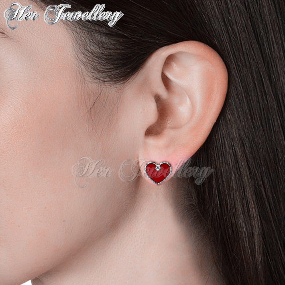 Swarovski Crystals Precious Heart Earrings - Her Jewellery