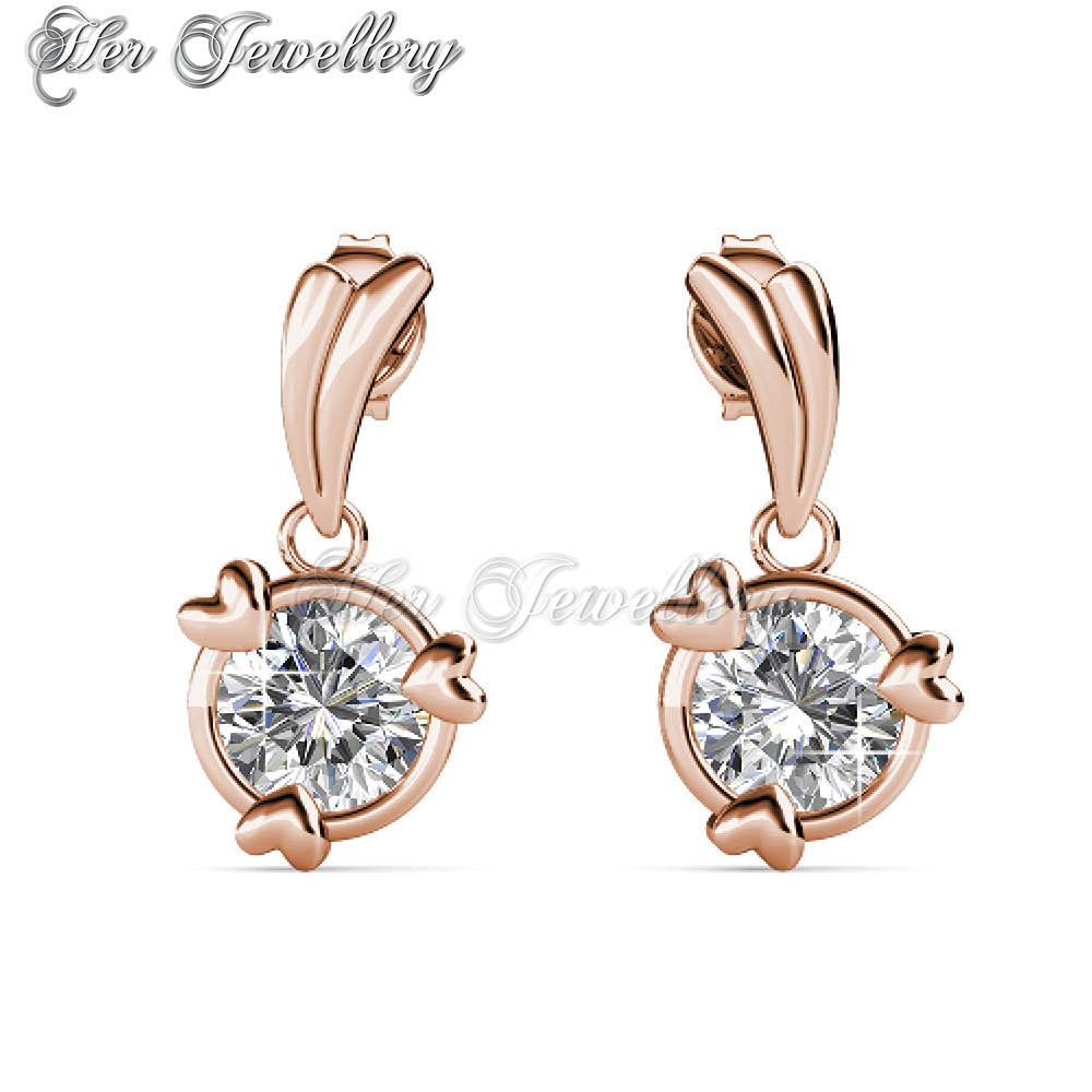 Swarovski Crystals Tri Love Ring Earrings†(Rose Gold) - Her Jewellery