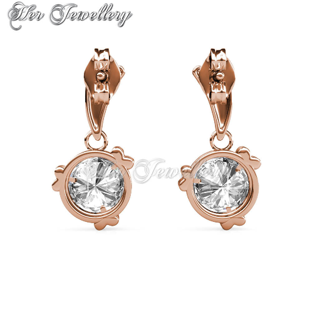 Swarovski Crystals Tri Love Ring Earrings†(Rose Gold) - Her Jewellery