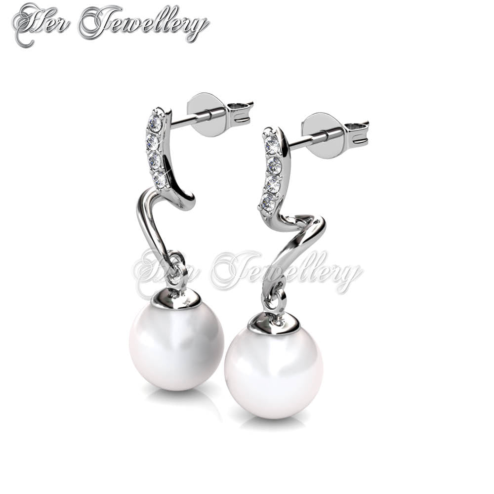 Swarovski Crystals Waver Pearl Earrings - Her Jewellery