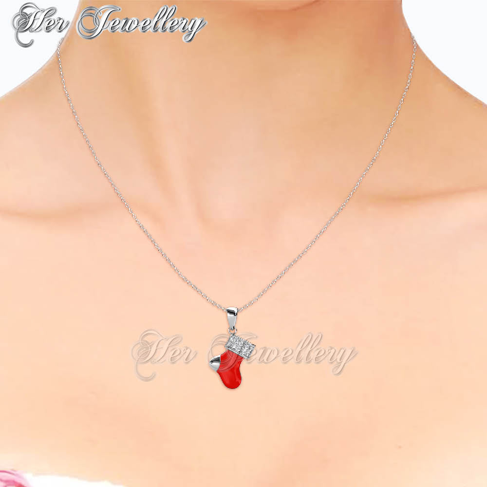 Swarovski Crystals Christmas Socks Pendant - Her Jewellery