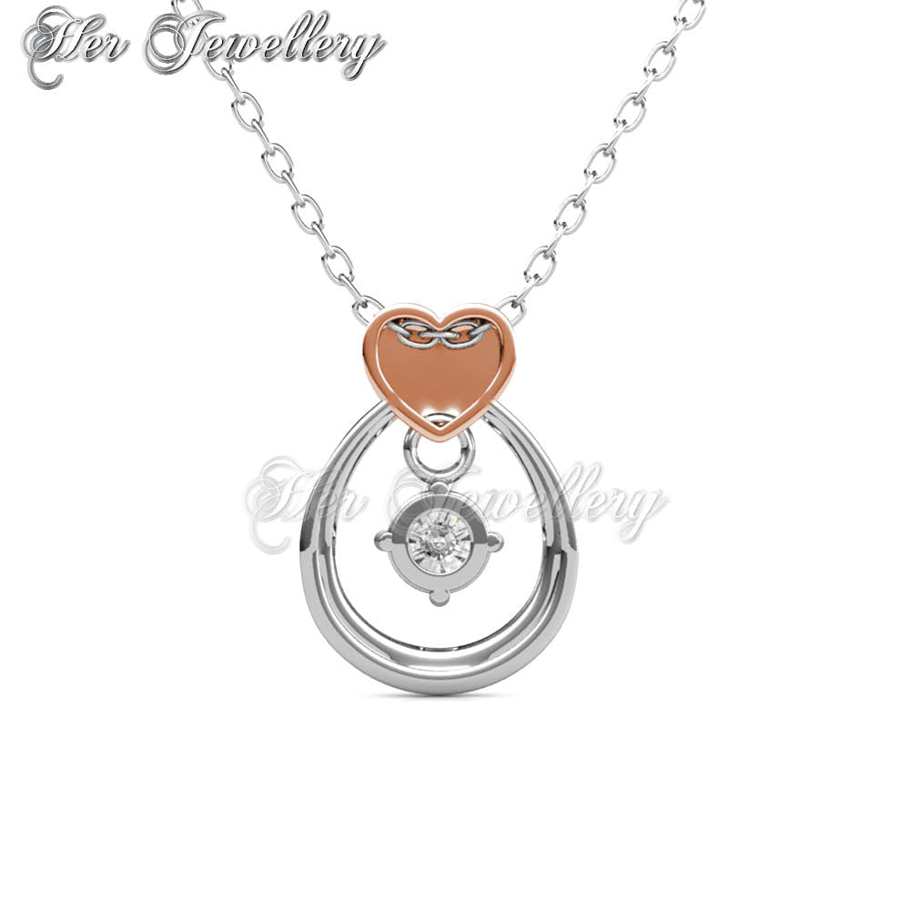 Swarovski Crystals Love Drop Pendant (Dual Tone) - Her Jewellery