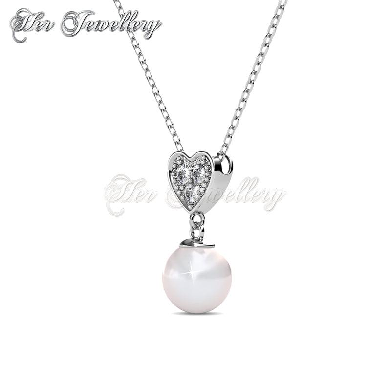 Swarovski Crystals Pearl Heart Pendant - Her Jewellery