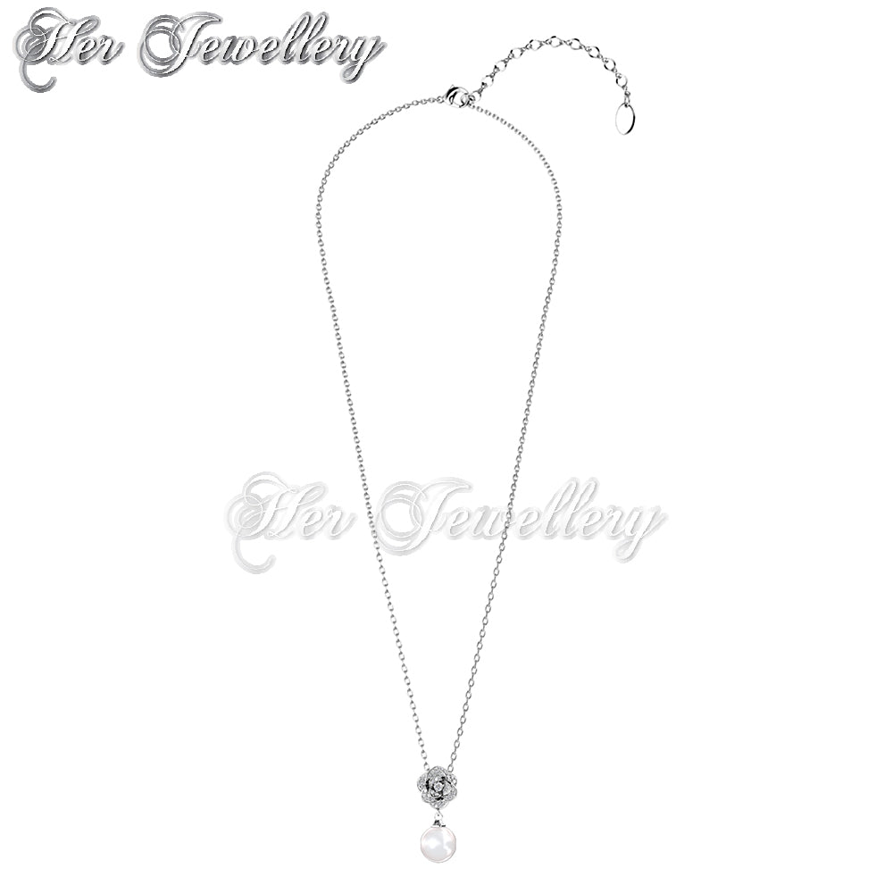 Swarovski Crystals Pearl Rose Pendant - Her Jewellery