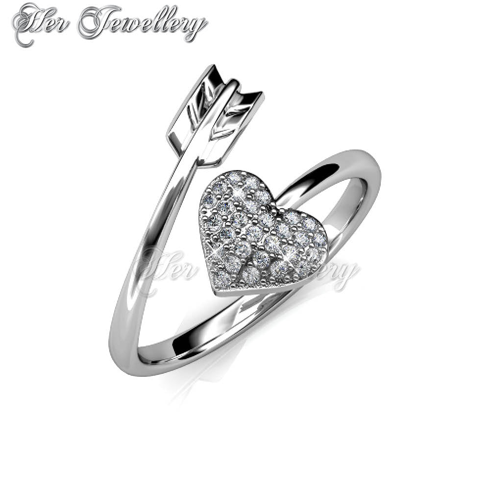 Swarovski Crystals Arrow Of Heart Ring - Her Jewellery