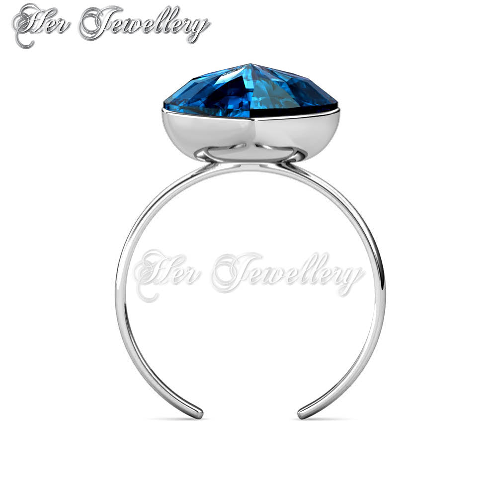 Swarovski Crystals Blue Heart Ring - Her Jewellery