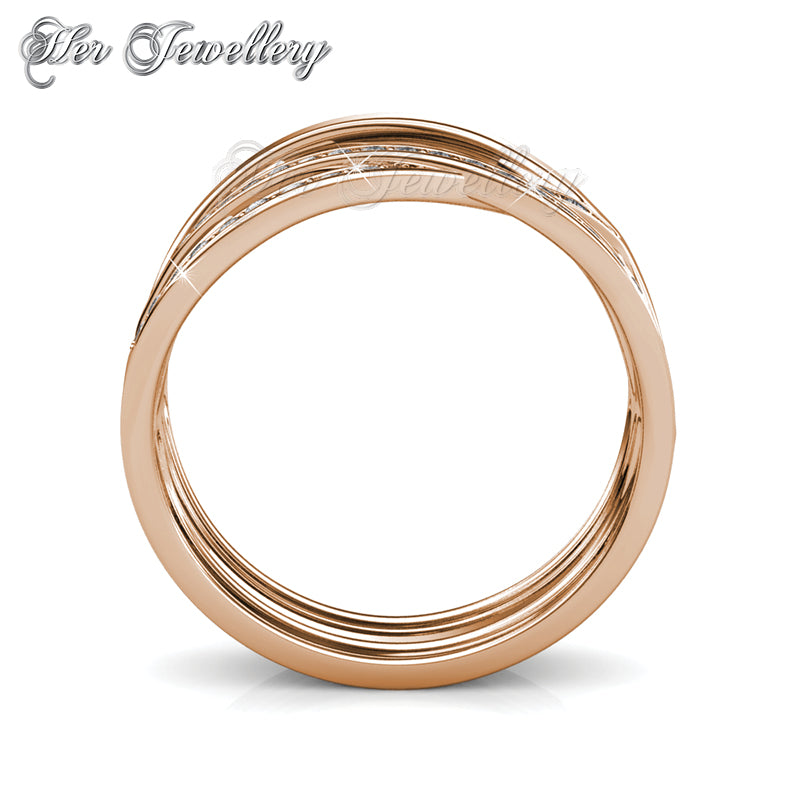 Swarovski Crystals Criss Cross Ring (Rose Gold) - Her Jewellery