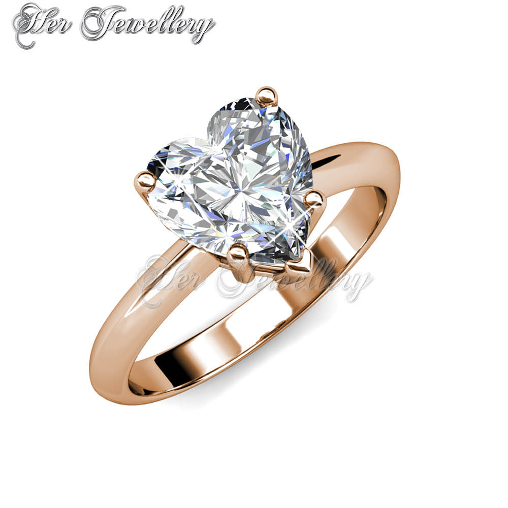 Swarovski Crystals Belle Heart Ring (Rose Gold) - Her Jewellery