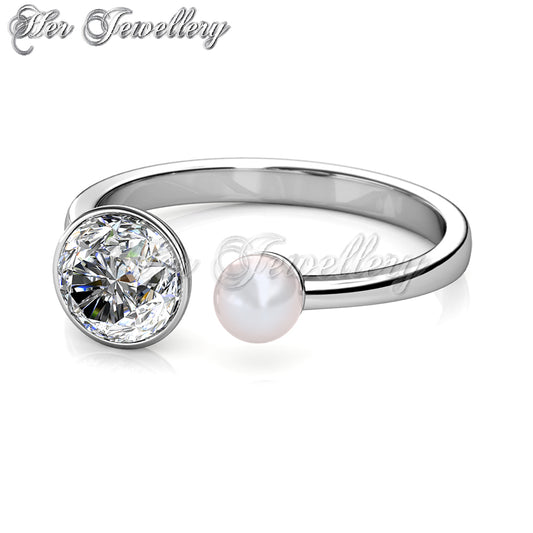 Swarovski Crystals Ivory Pearl Rings - Her Jewellery