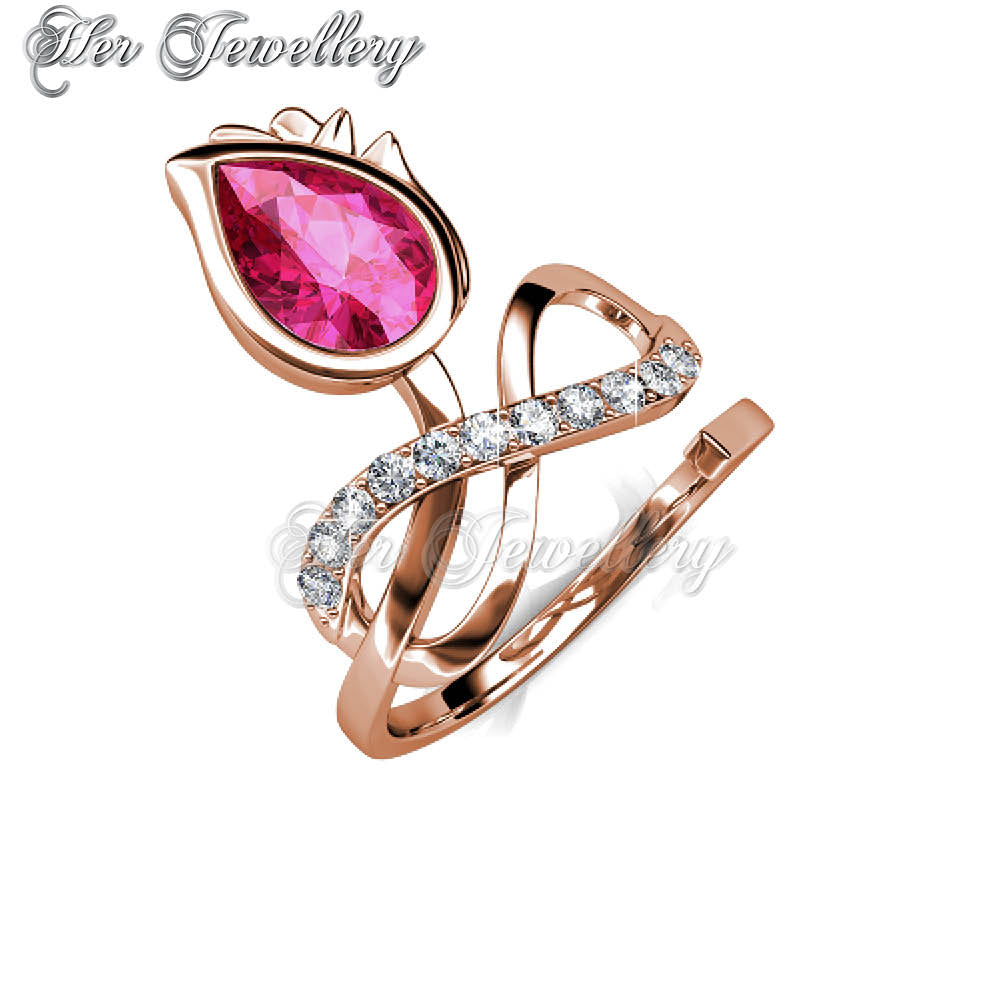 Swarovski Crystals Blossome Bow Ring (Rose Gold) - Her Jewellery